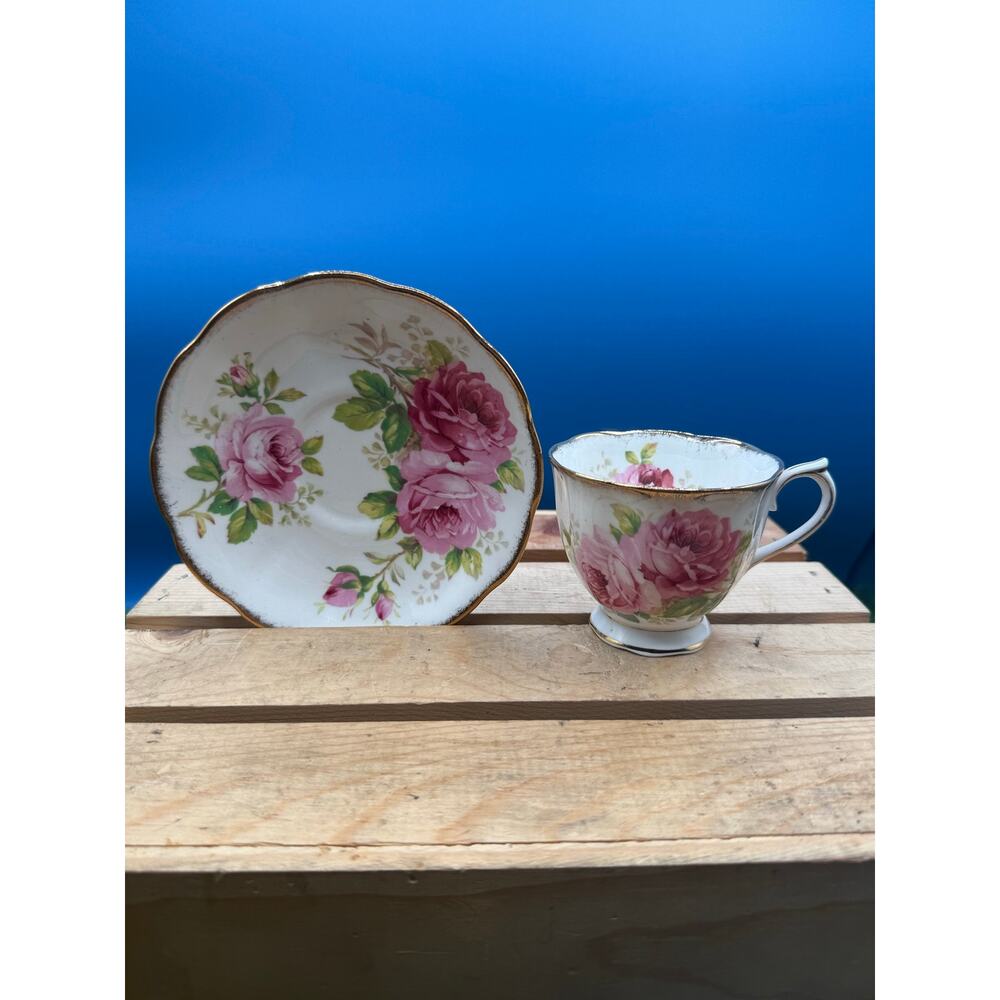 Vintage Royal Albert "American Beauty" Teacup and Saucer Set –Bone China England